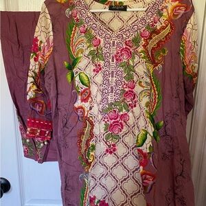 Pakistani 3 Pcs Floral Embroidered Swiss Lawn Dress